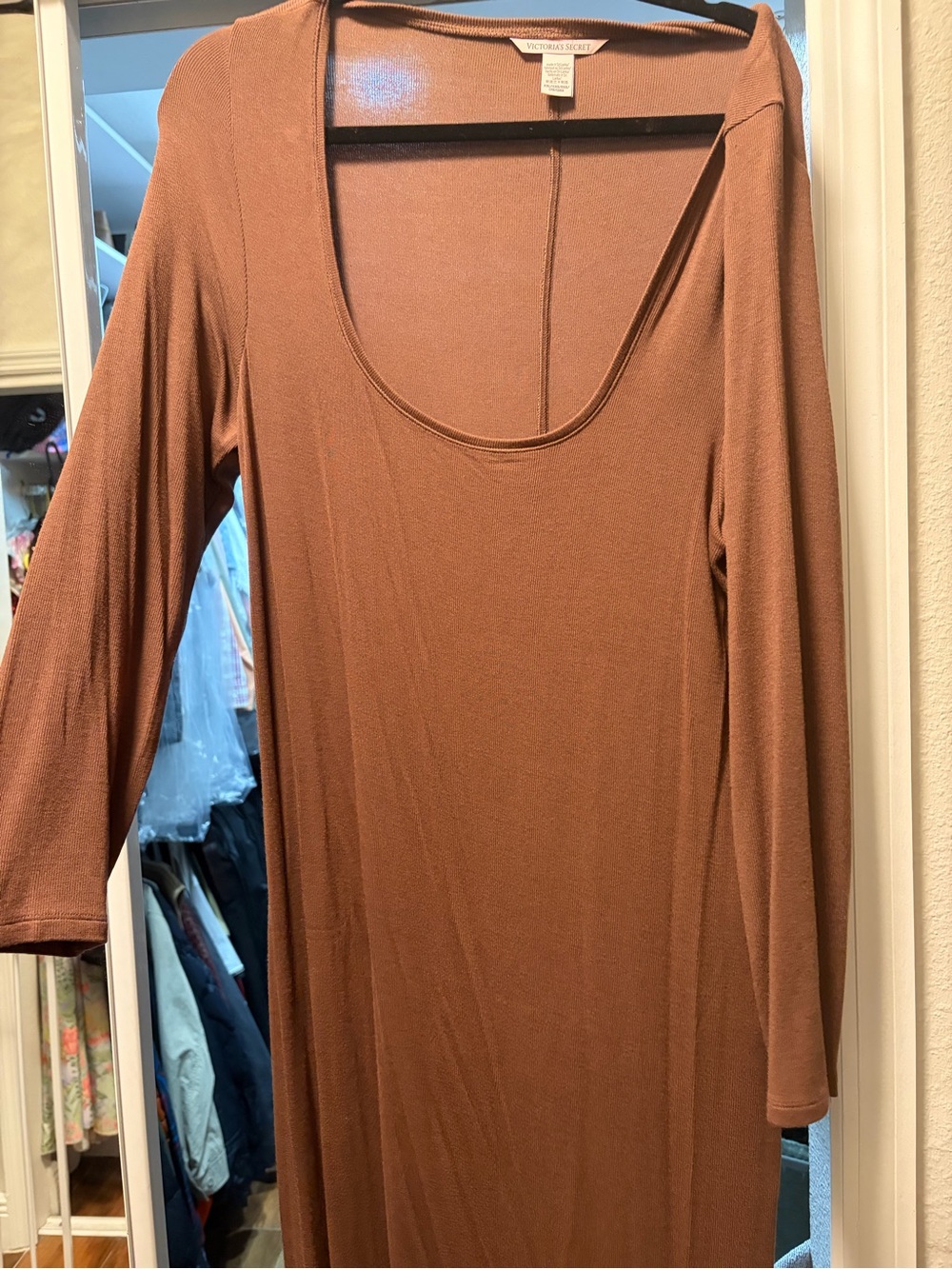 Victoria's Secret Scoop Neck Long Sleeve Tunic Dress - Rust